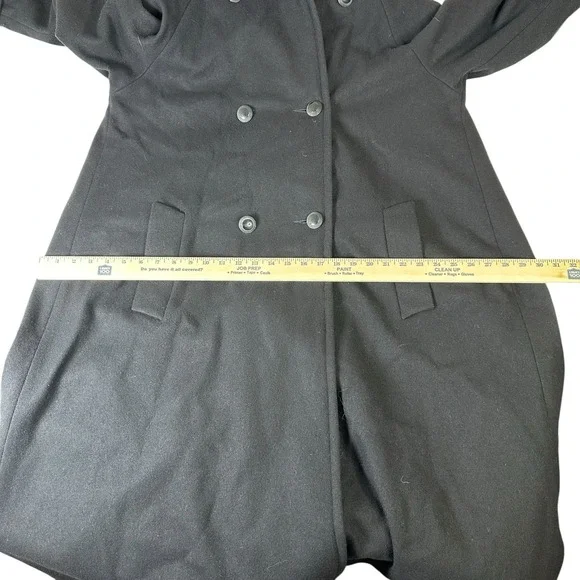 Vintage 90s DONNYBROOK Womens Full Length Wool Hooded Coat Rabbit Fur Trim Hood